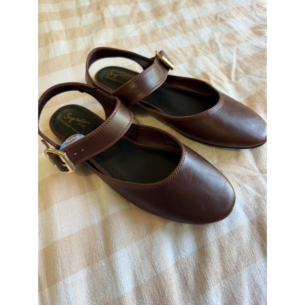 Seychelles Marion Slingback Ballet Flats Shoes Size 8.5 Burgundy Memory Foam